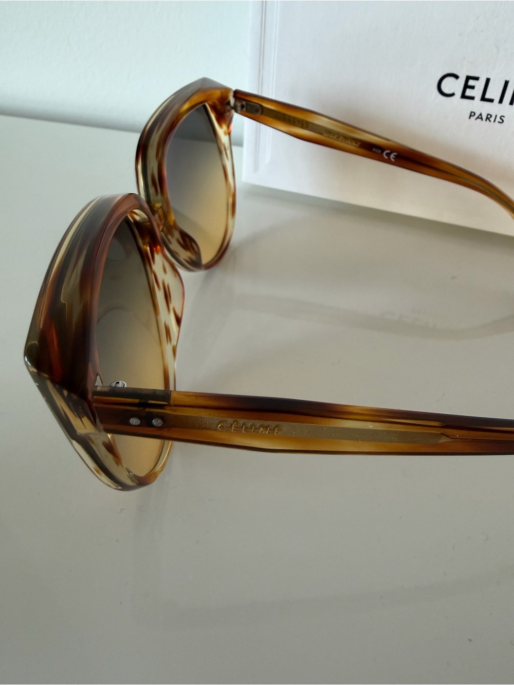 Celine Tortoiseshell Cat-Eye Sunglasses with Brown Gradient Lenses - Picture 4 of 7